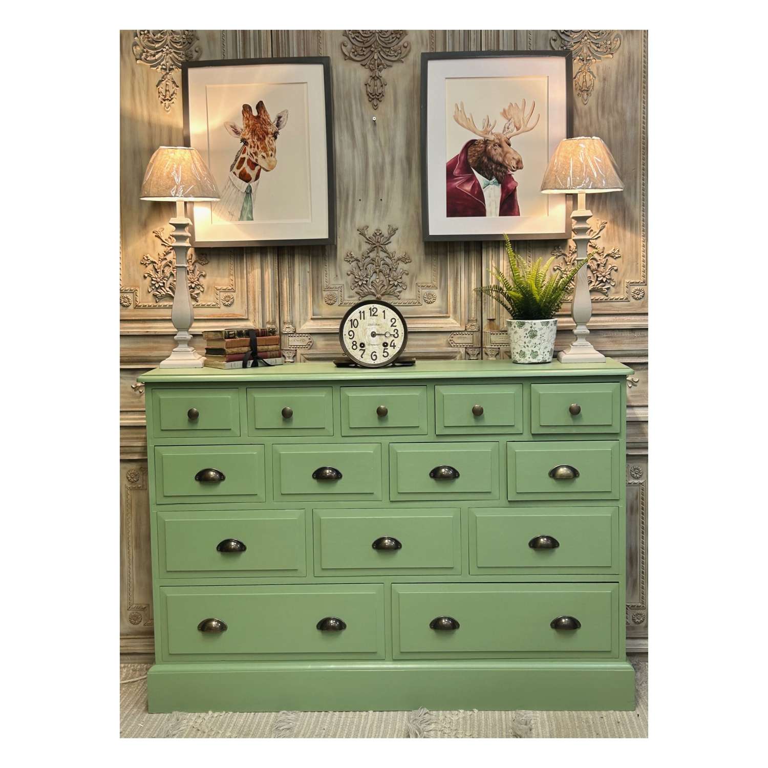 Painted Multi Drawer Chest of 14 Drawers - Apothecary, Craft, Hallway