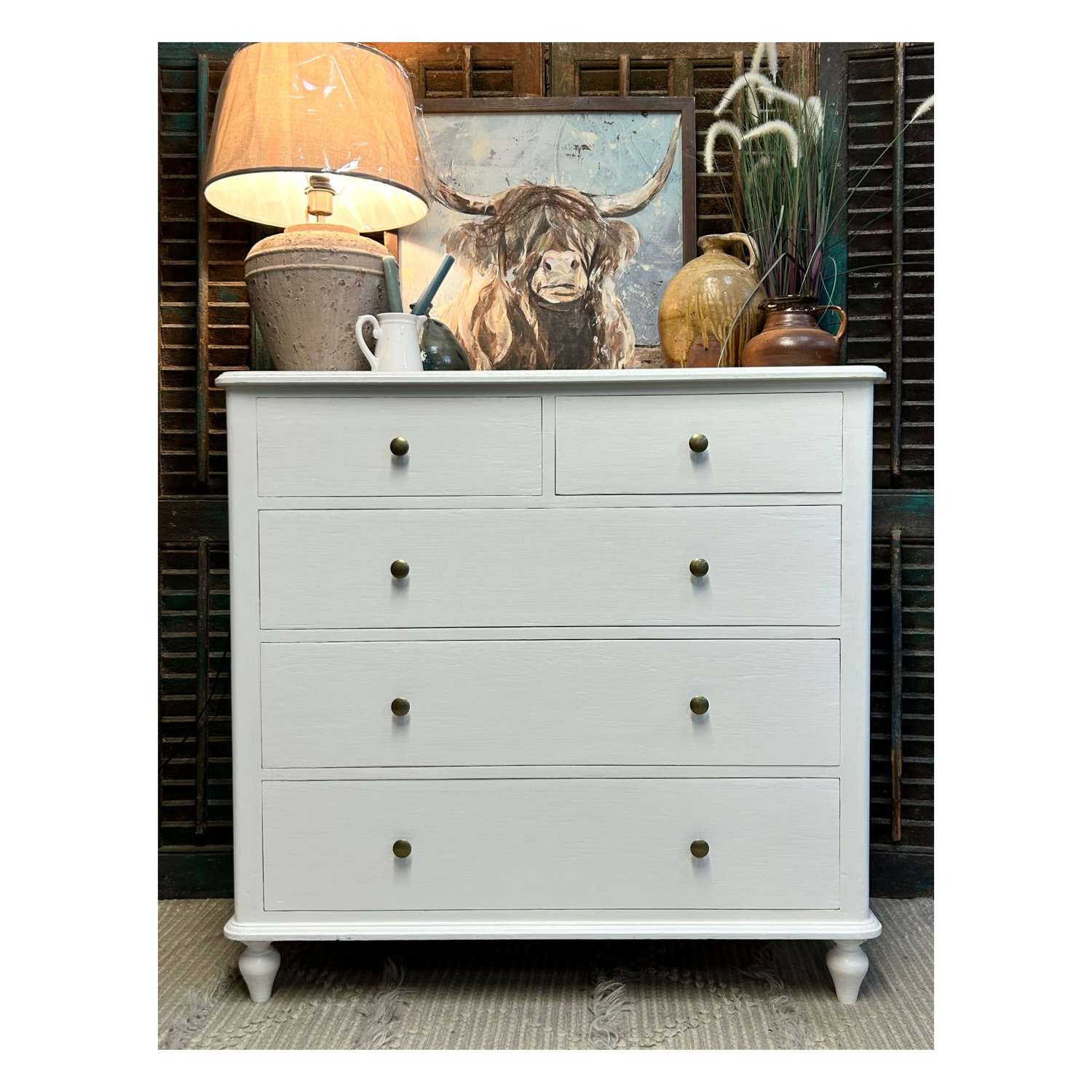 Painted Chest of 5 Drawers in Wevet by Farrow and Ball