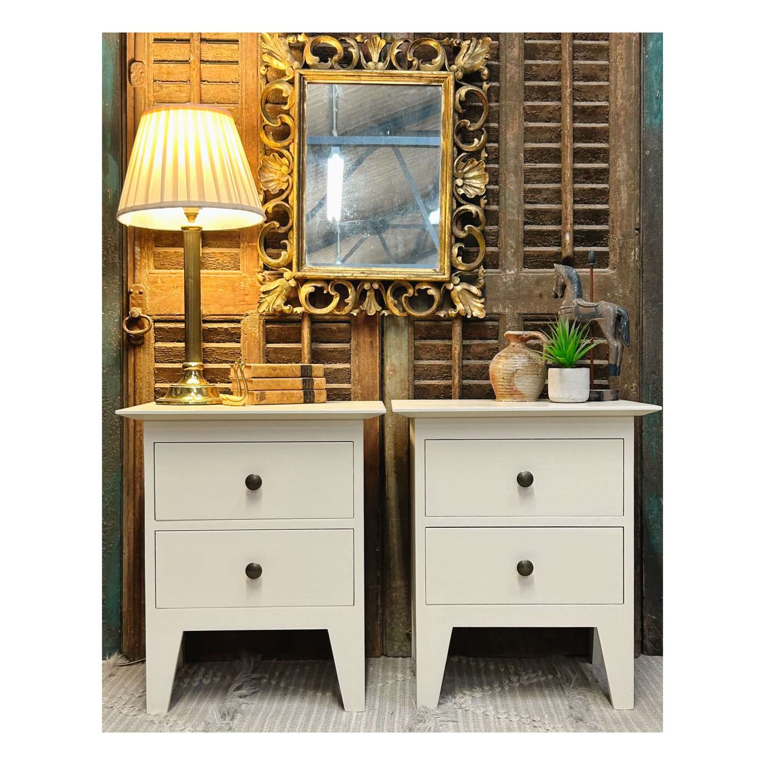 Pair of Bedside Tables, Bedside Cabinets in Joas White