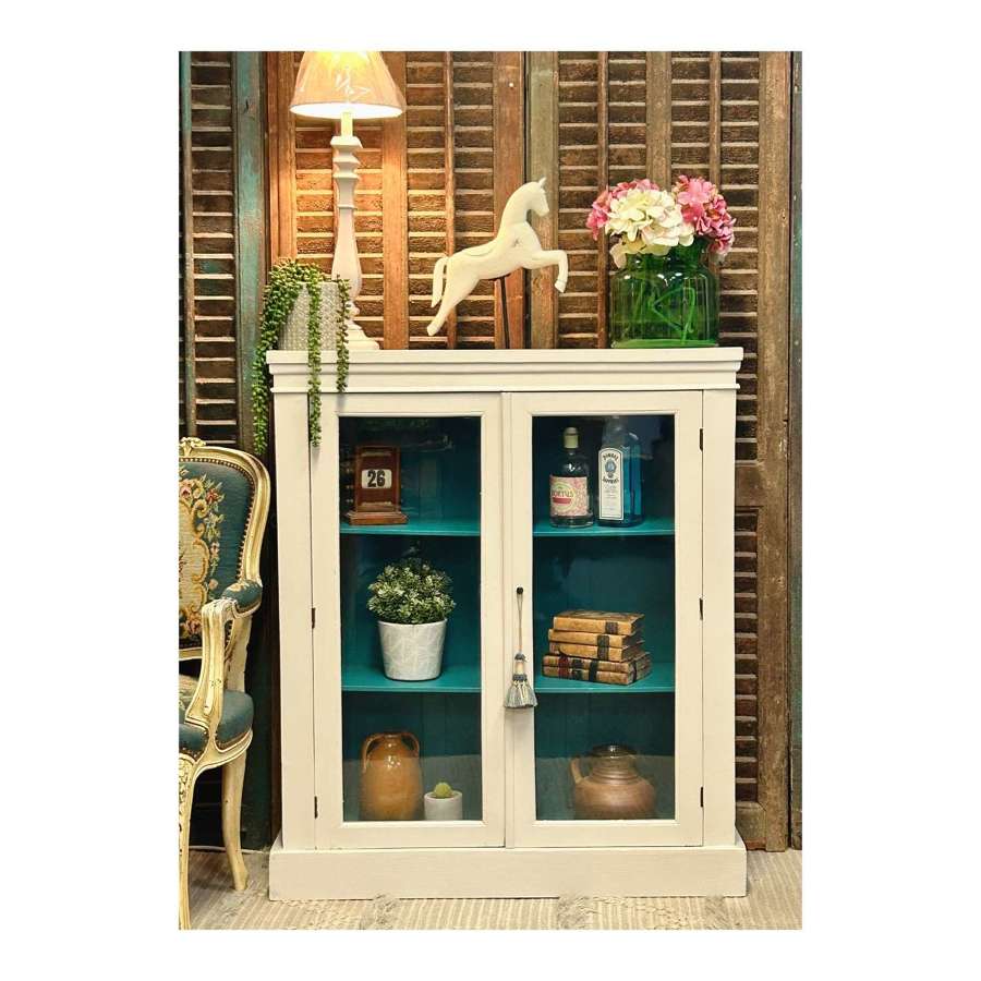 Vintage Glazed Cabinet with Shelves, Cornforth White