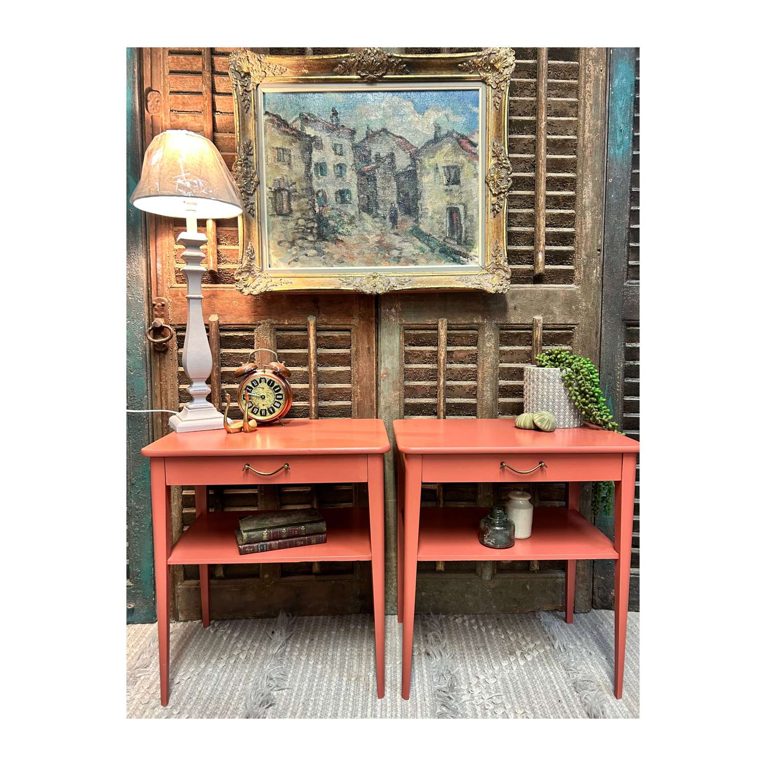 Mid Century Bedside Tables in Tuscan Red
