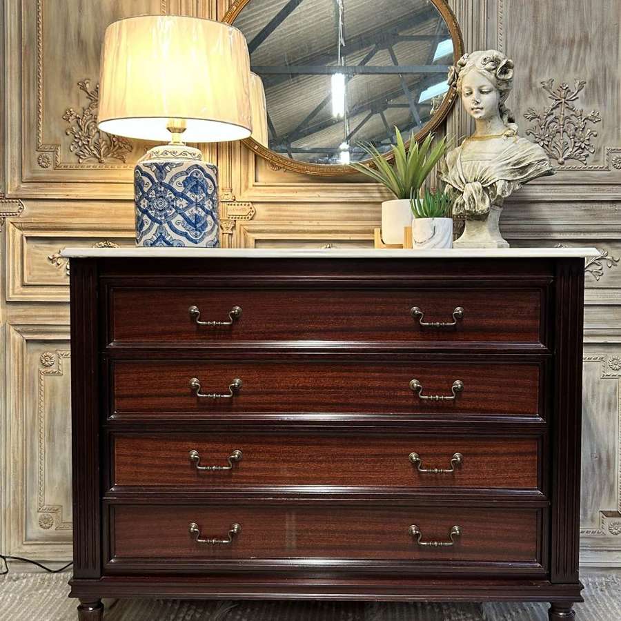 Handsome French Mahogany Chest Of  Drawers with Marble Top