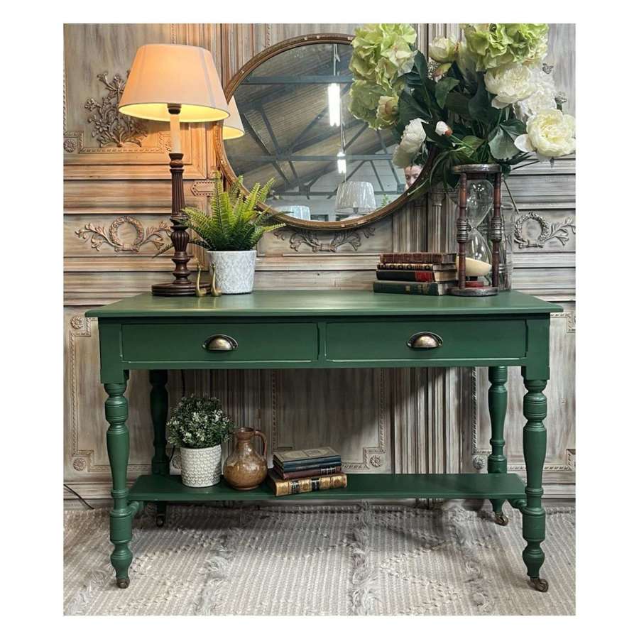 Antique Green Painted Side Table, Hall Table, Washstand